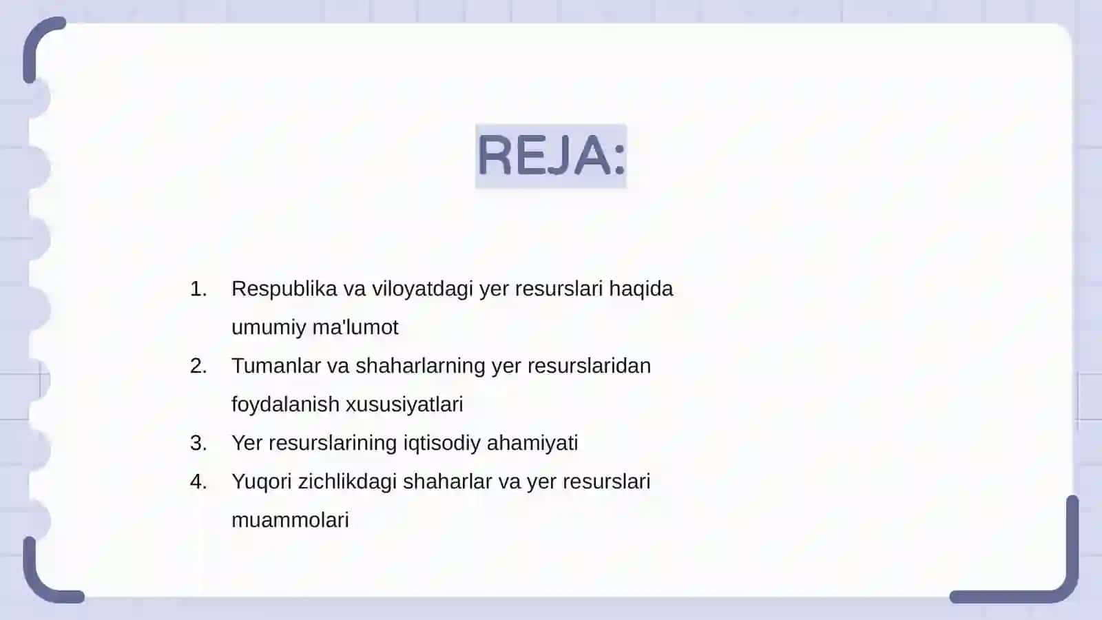 Respublika viloyat,tuman,shaharlarda yer resurslardan foydalanish hususiyatlari 2