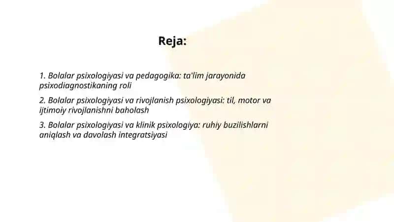 Bolalar psixologiyasi va psixodiagnostika fanining boshqa fanlar bilan aloqasi 2