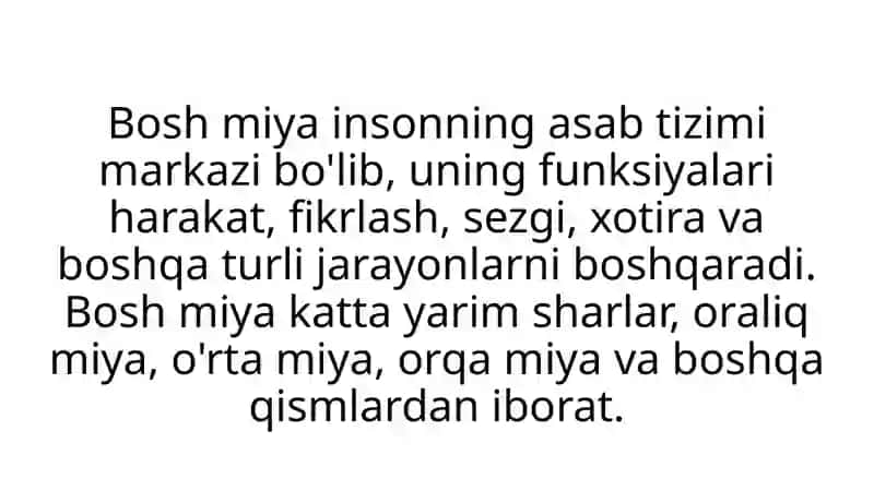 Bosh miya turli bo'limlari faoliyatini o'rganish. Oliy nerv faoliyati bo'limlarining vazifalari. 2