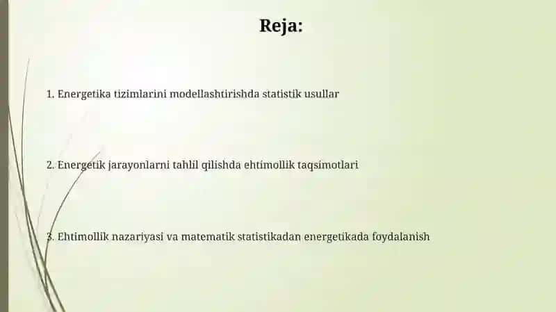 Energetikada matematik statistika va ehtimollik nazariyasini qo‘llash 2