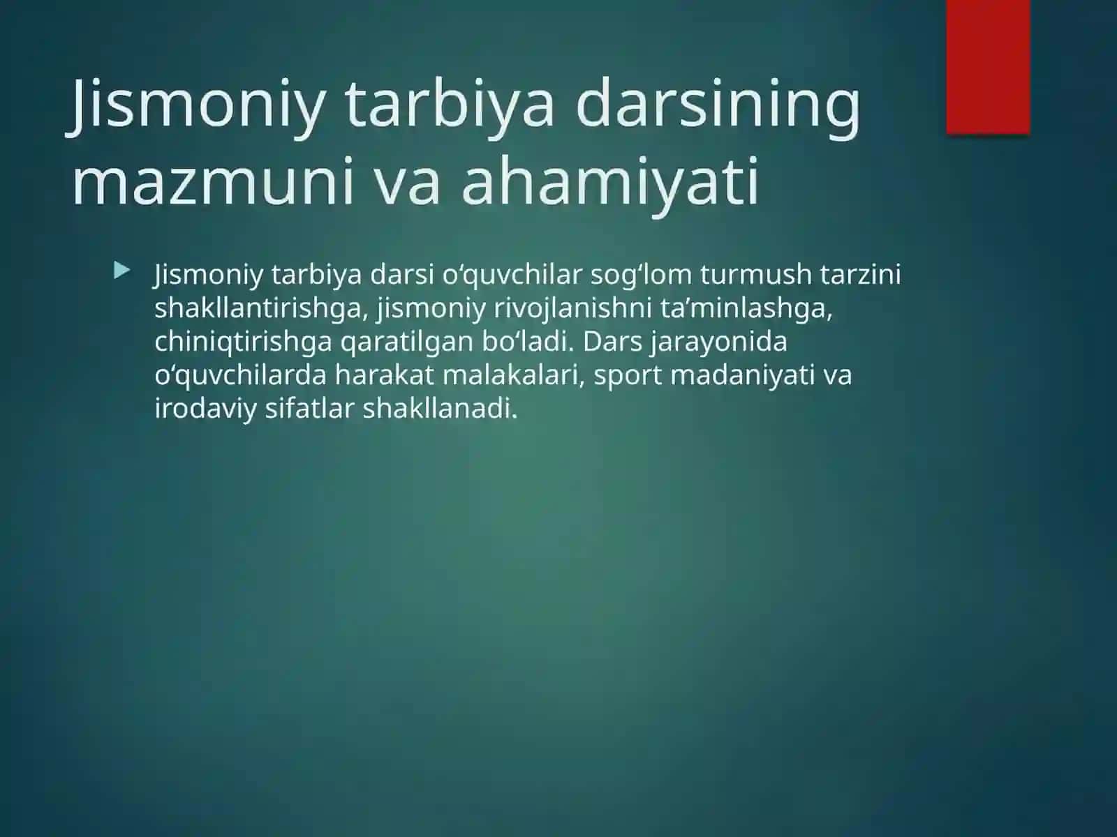 JISMONIY TARBIYA DARSINI KONSPEKTINI YOZISH METODIKASI 2