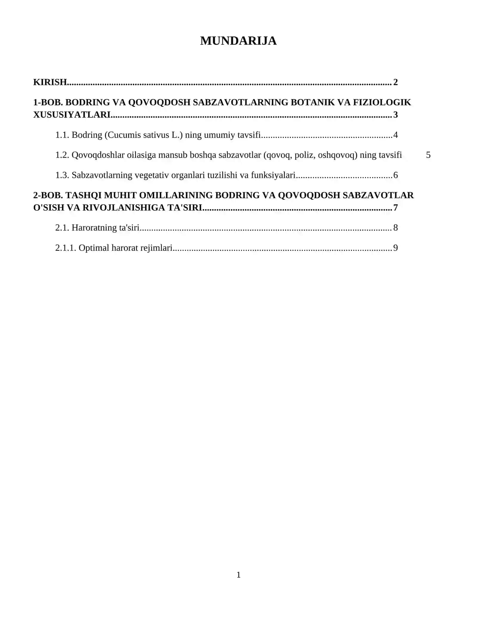 Bodring va qovoqdosh sabzavotlarning tashqi muxit omillariga munosabatlari 2
