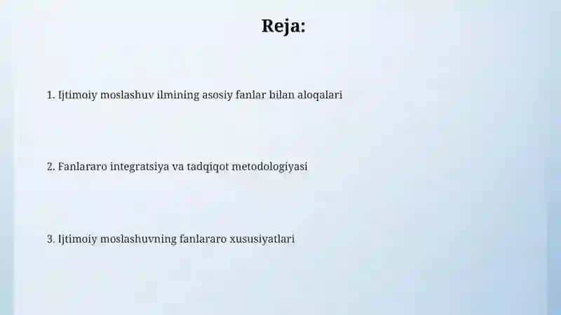 Ijtimoiy moslashuvning fanlararo xususiyatlari 2