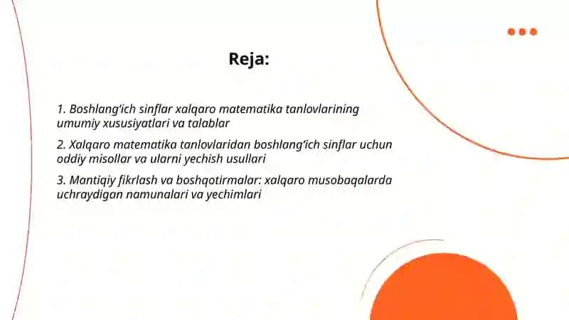 Boshlangʻich sinflarda xalqaro tanlovlar, musobaqalarda berilgan masalalardan na'munalar va ularni yechish usullari 2