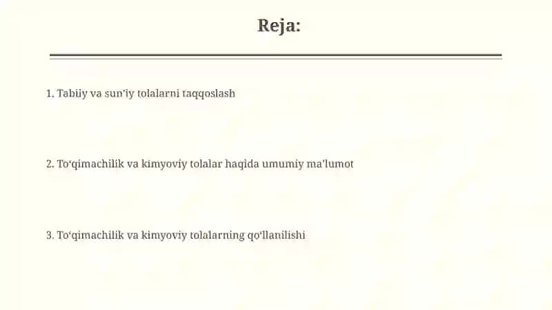 Kimyoviy va sunʼiy tolalar haqida malumot 2