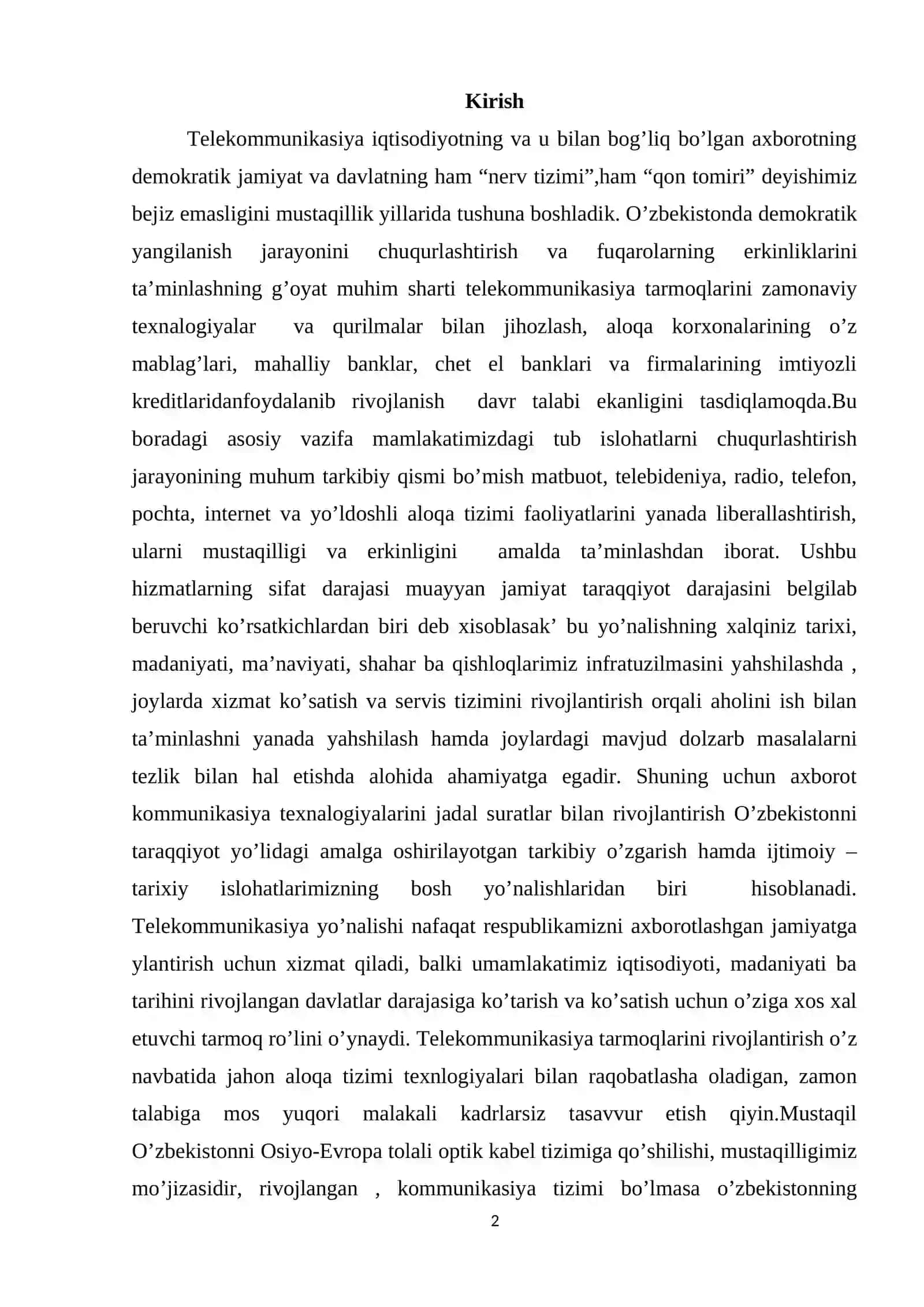 Nur to’la optikasi va uning aloqa turkumidagi o’rni 2