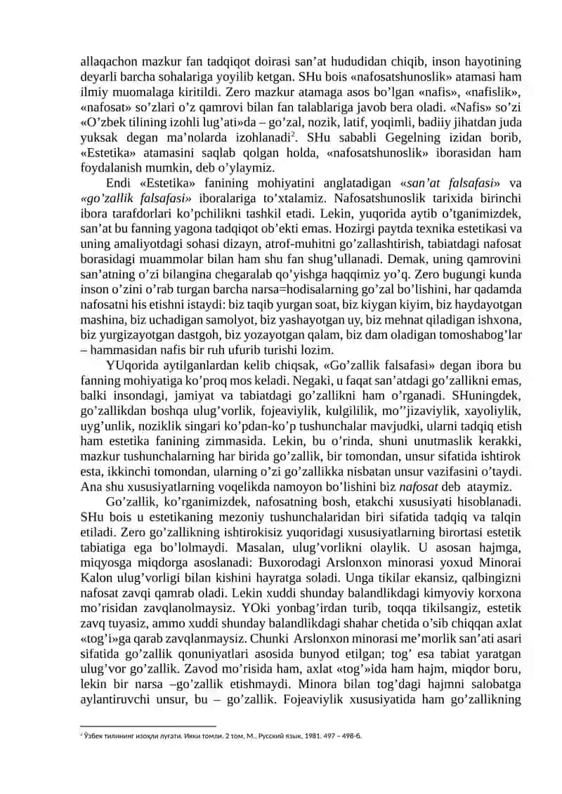 Nafosat falsafasi (Estetika) 2