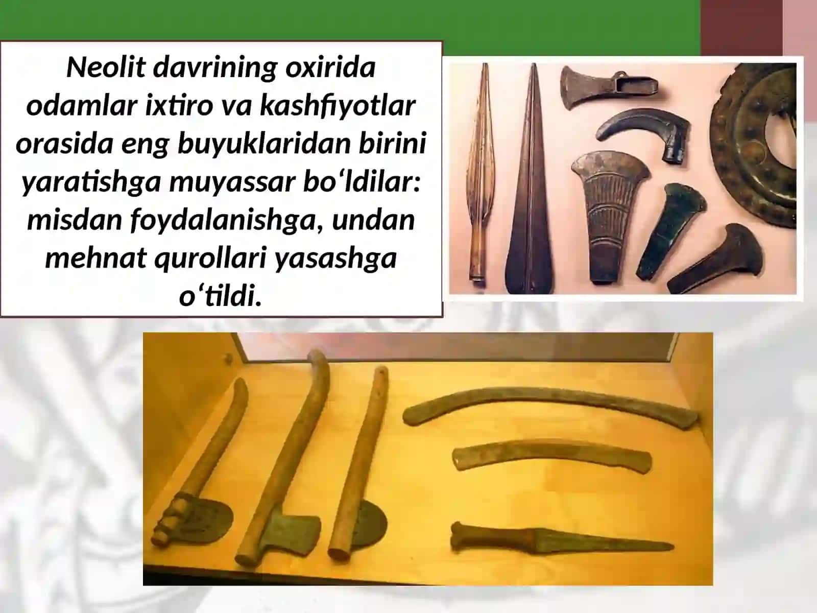 Neolit va bronza asr iziroat chilari 2