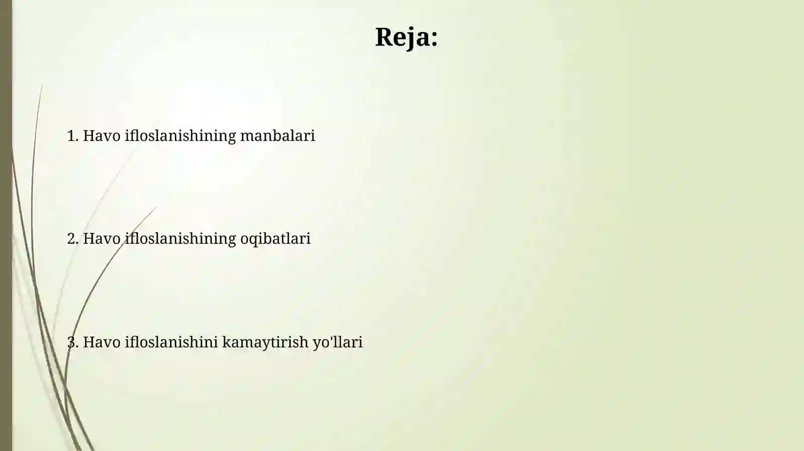 Atmosfera havosining ifloslanish manbalari va ularni kamaytirish yo'llari 2