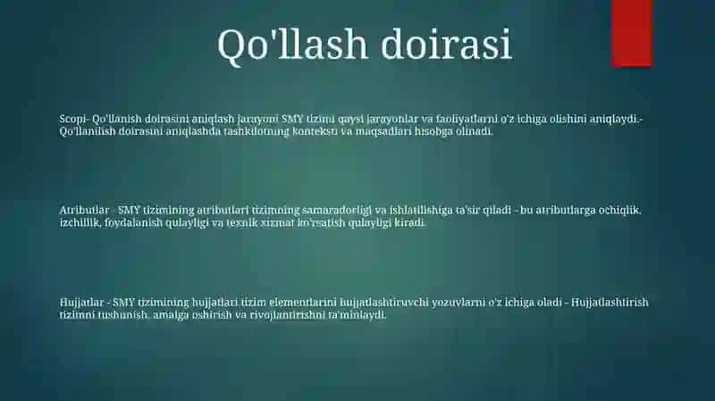 Sifat Menejmenti Tizimini Hujjatlashtirish 2