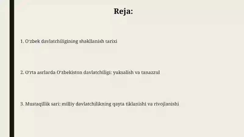 Oʻzbek davlatchiligining shakllanishi va taraqqiyoti bosqichlari 2