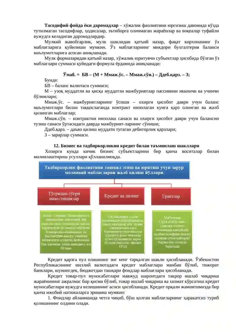 БИЗНЕС ФАОЛИЯТИ СУБЪЕКТЛАРИНИНГ МОЛИЯВИЙ ФАОЛИЯТИ ТАҲЛИЛИ 2