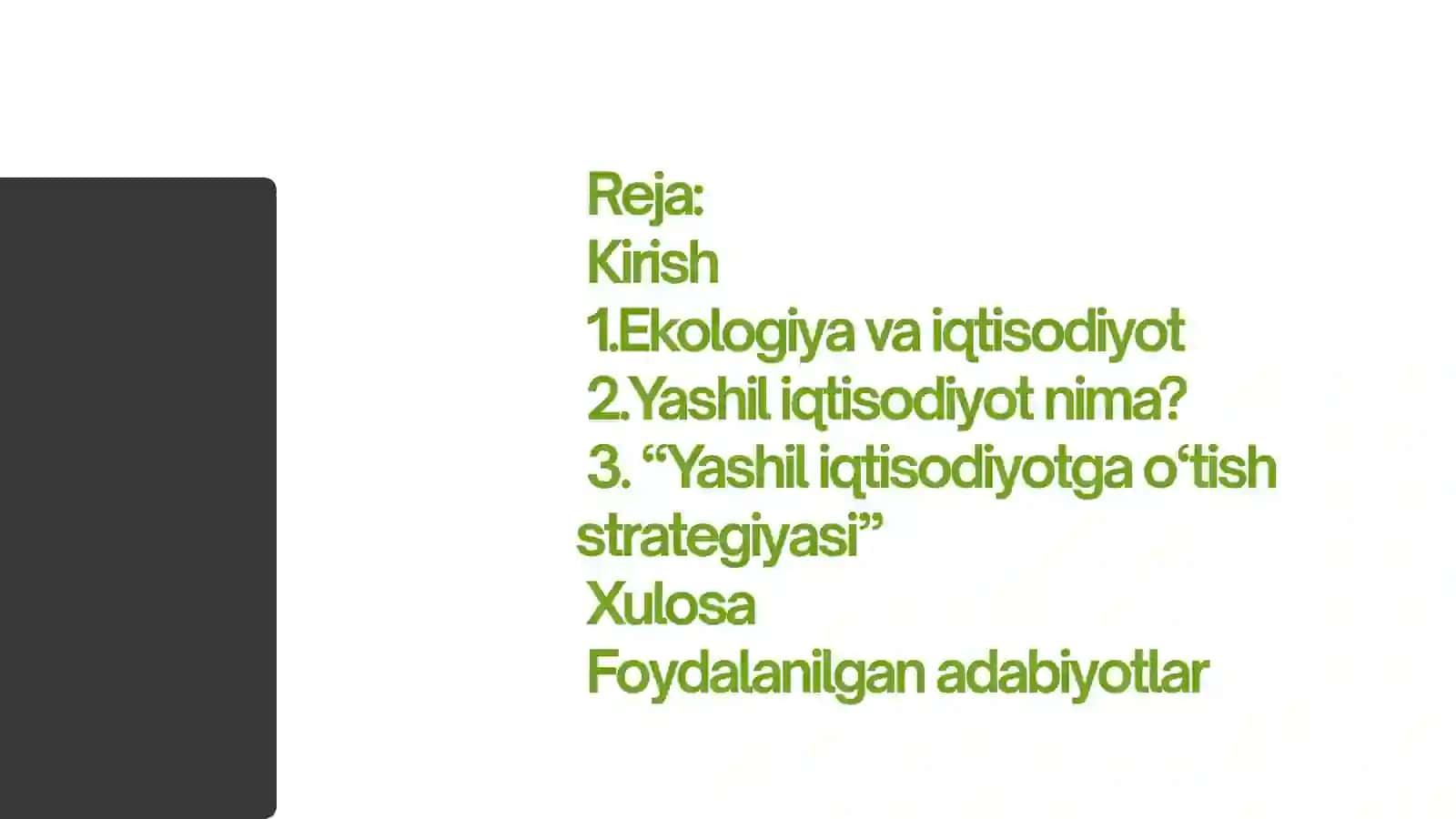Yashil iqtisodiyotga o‘tish strategiyasi 2