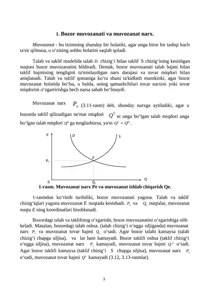 BOZOR MUVOZANATI. MAKSIMAL VA MINIMAL NARXLAR 2