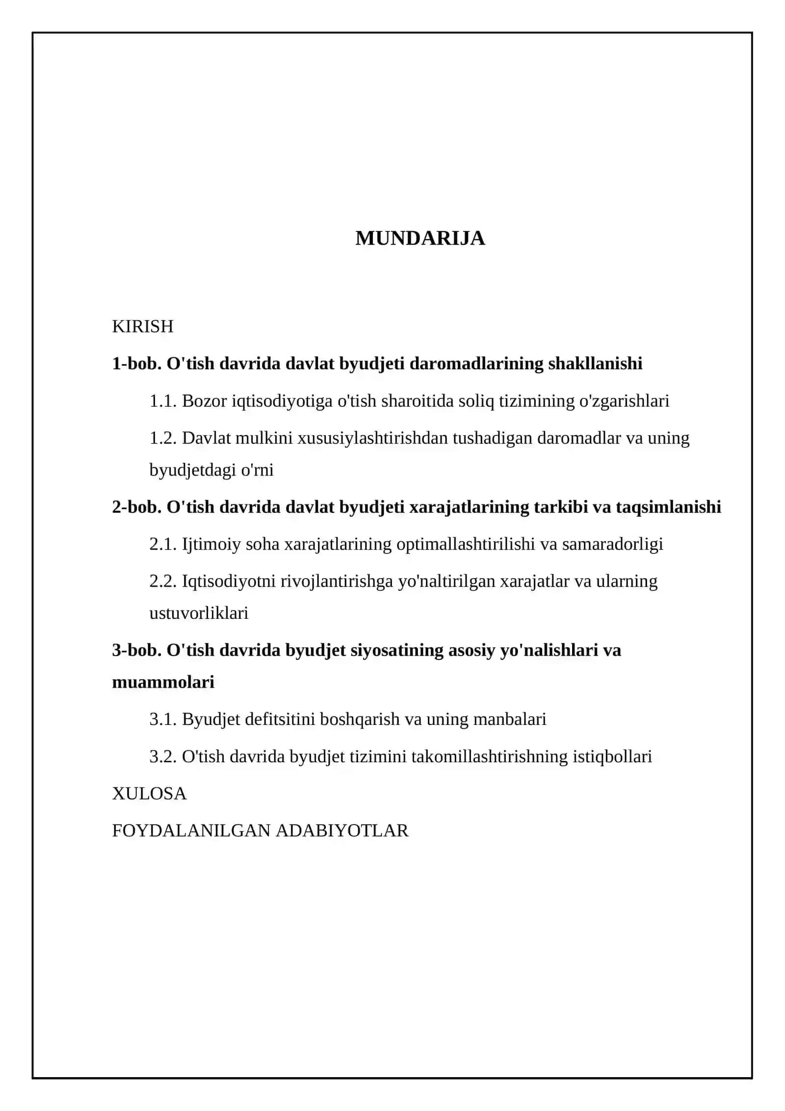 Bozor iqtisodiyotida oʻtish davrida davlat byudjeti daromadlarining shakllanish va xarajatlarining taqsimlanish xususiyatlari 2