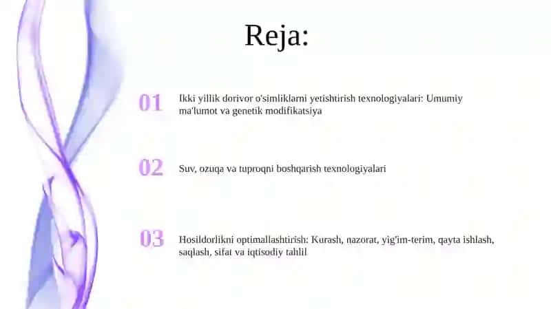Ikki yillik dorivor o’simliklarni yetishtirish texnologiyasi 2
