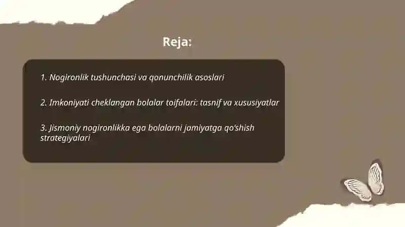Nogronlik tushunchasi imkoniyati cheklangan bolalar toifalarini jamiyatga qoʻshish 2