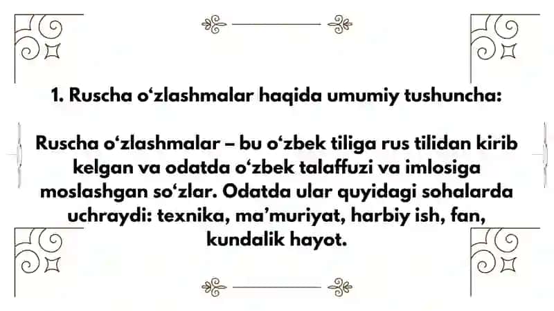 Ruscha o'zlashmalar 2