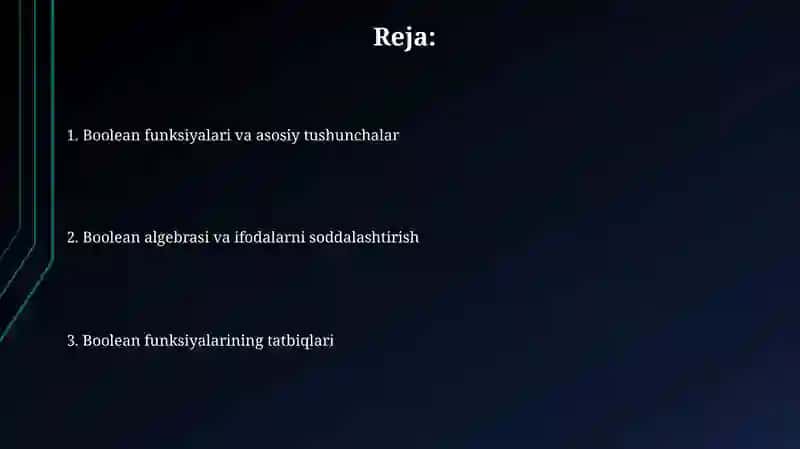 Bul funksiyalari va elementar bul funksiyalari 2