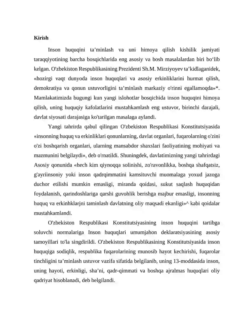 Inson huquqlari va asosiy erkinliklarini himoya qilish 2