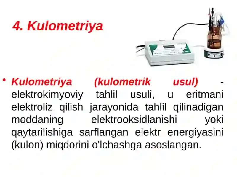 Tahlilning elektrokimyoviy usullari, 2-qism Kulometriya. Voltamperometriya 2
