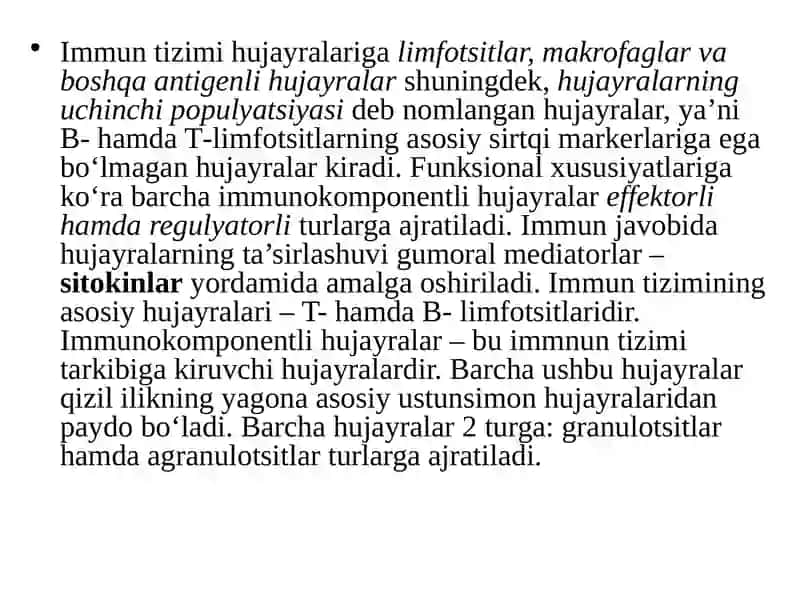 Immuntizim hujayralari 2