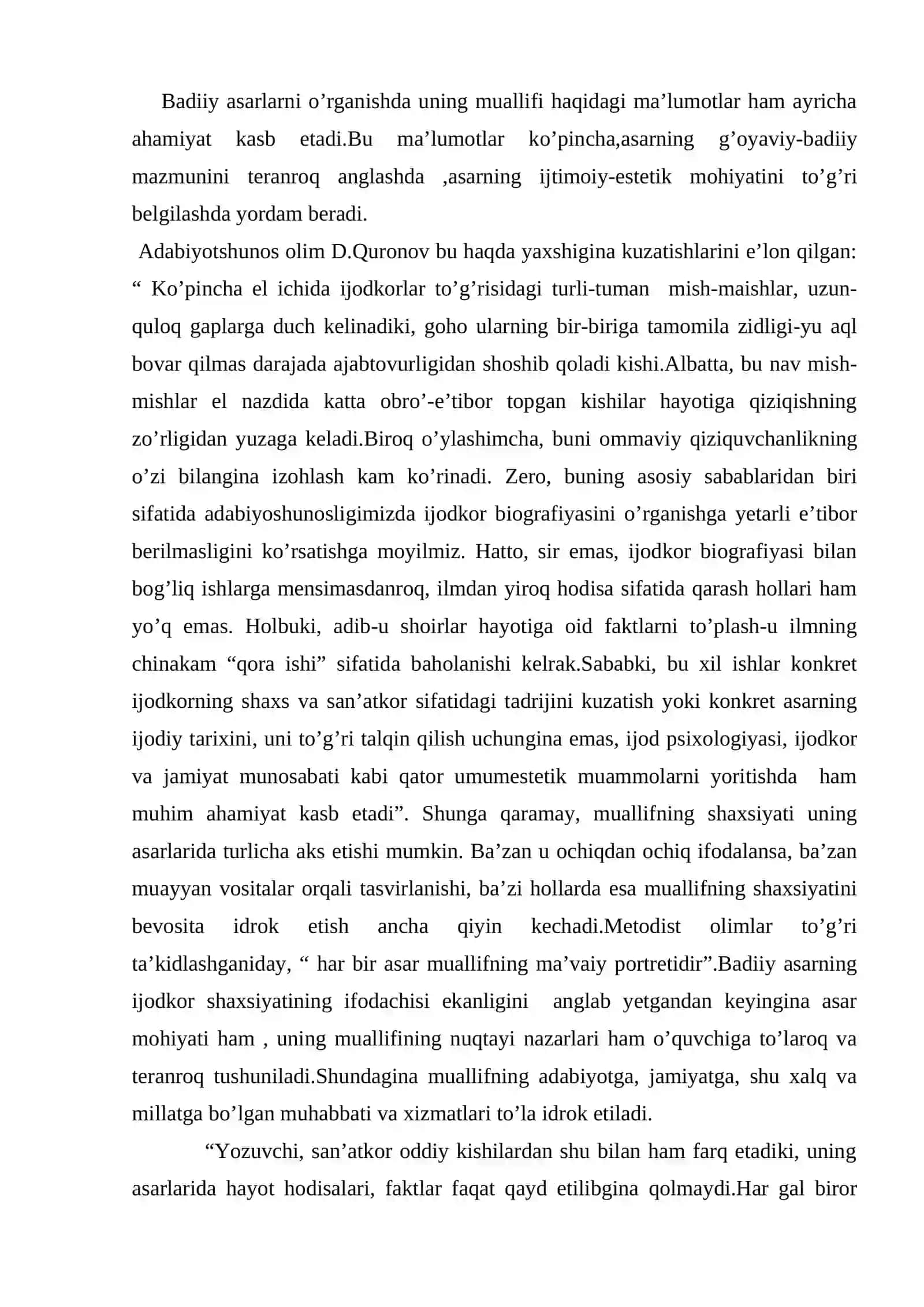 Umumiy o’rta ta’lim maktablarida yozuvchi tarjimayi holini o’rganish. 2