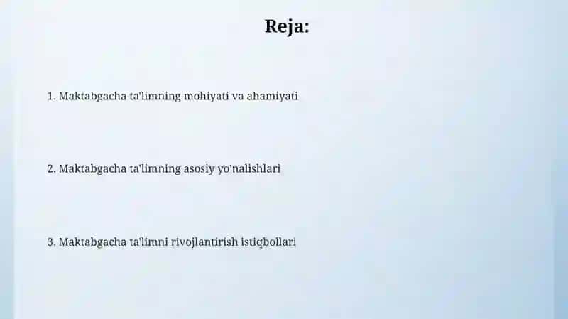 Maktabgacha talim haqida 2