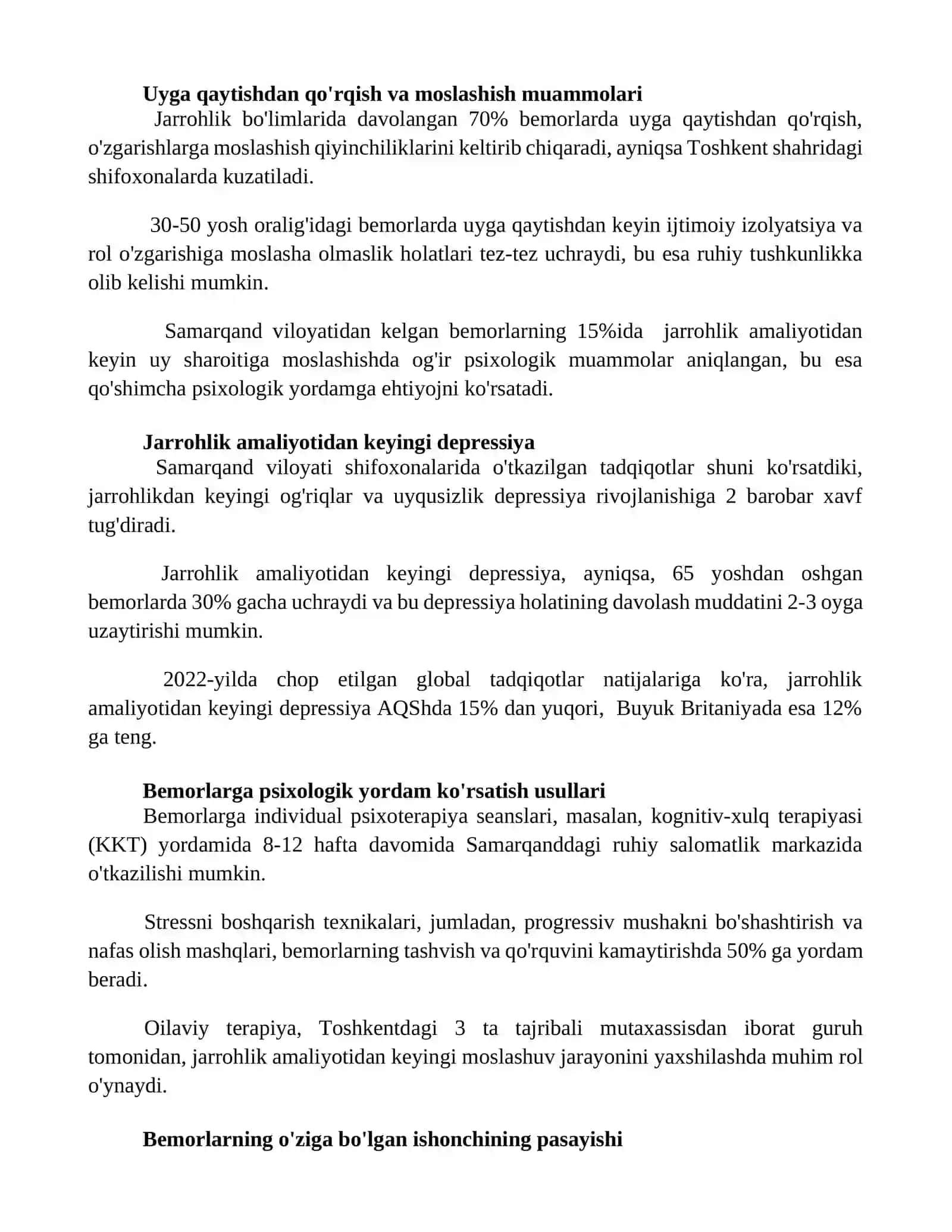 Jarrohlik boʻlimlaridagi bemorlar psixalogiyasi masalalari 2