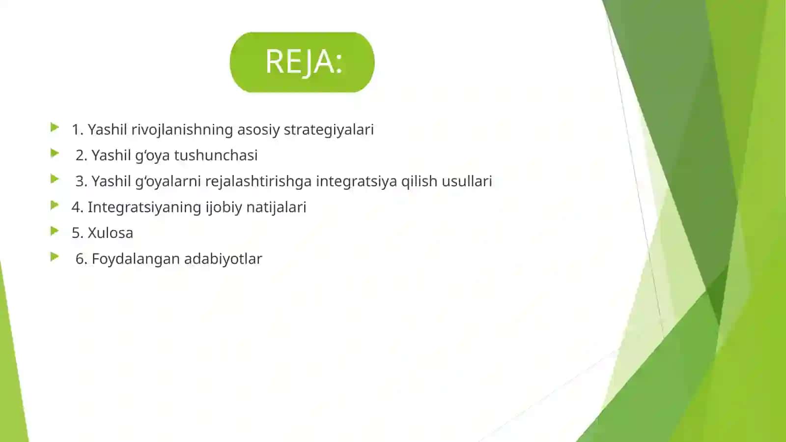 Yashil rivojlanishni rejalashtirishda yashil g'oyalarni integratsiyasi 2