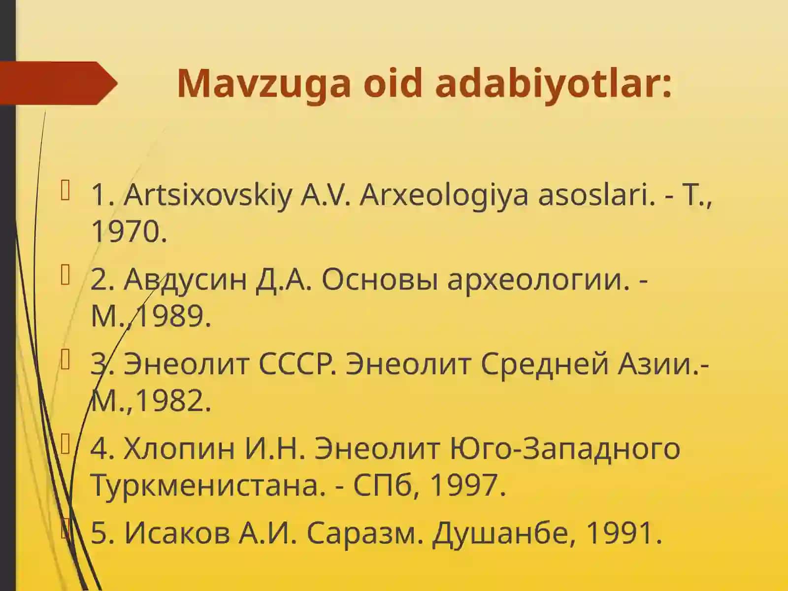 O'rta osiyoning eneolit davri manzilgohi 2