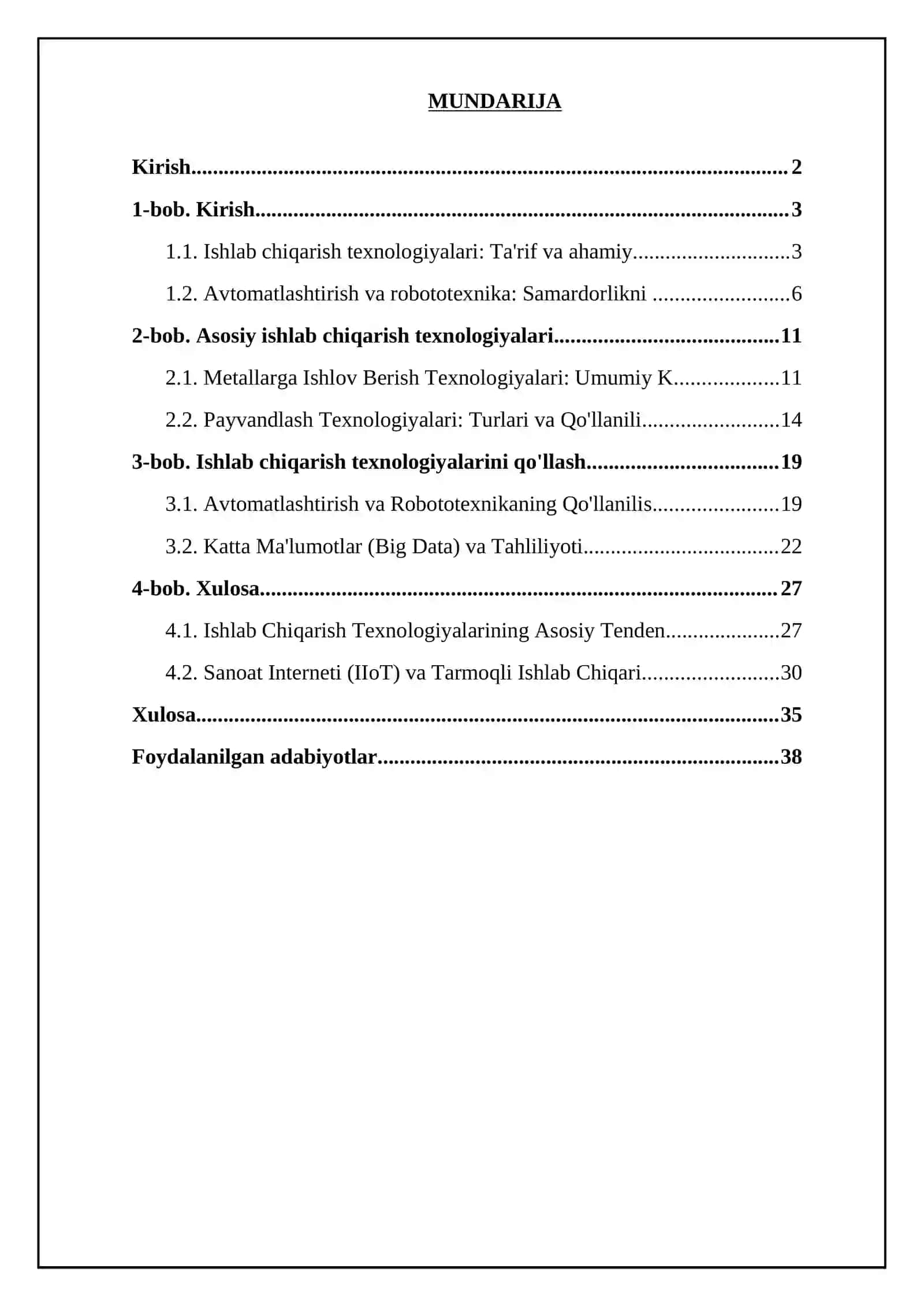 Ishlab chiqarish texnologiyasi 2