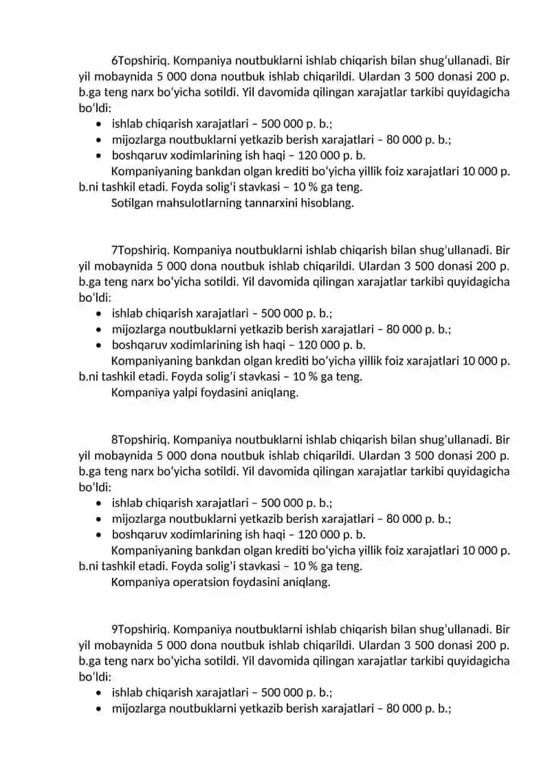 Korxonaning non ishlab chiqarish xarajatlari 2
