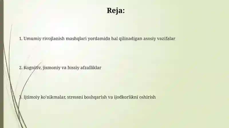 UMUMRIVOJLANTIRUVCHI MASHQLAR YORDAMIDA HAL QILINADIGAN ASOSIY VAZIFALAR 2