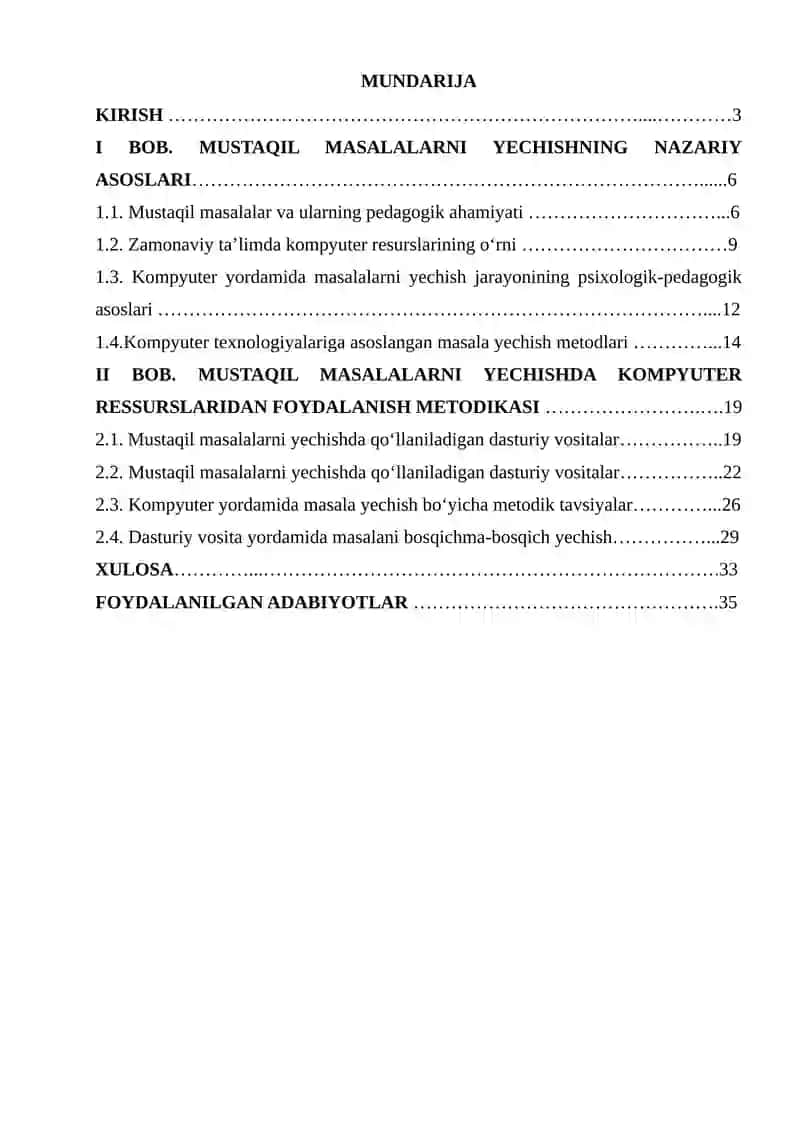 Mustaqil masalalarni yechishda kompyuter resurslaridan foydalanish metodikasi 2