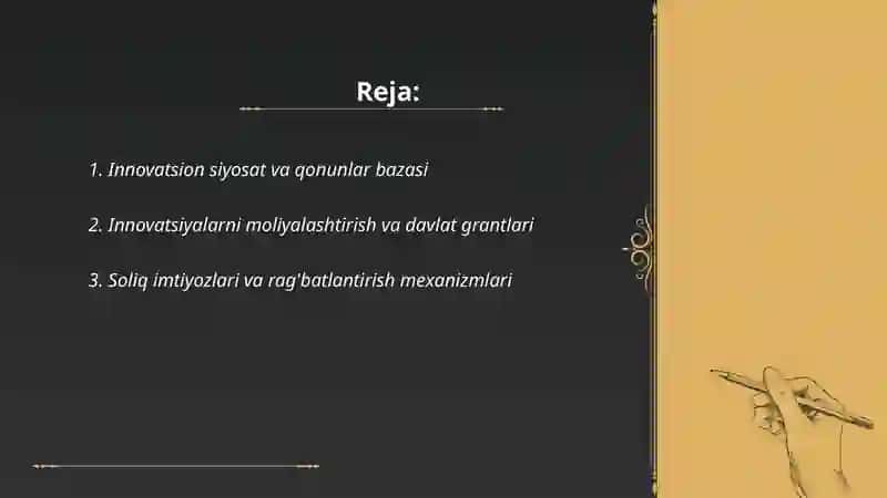 Innovatsion faoliyatni davlat tomonidan tartibga solish 2