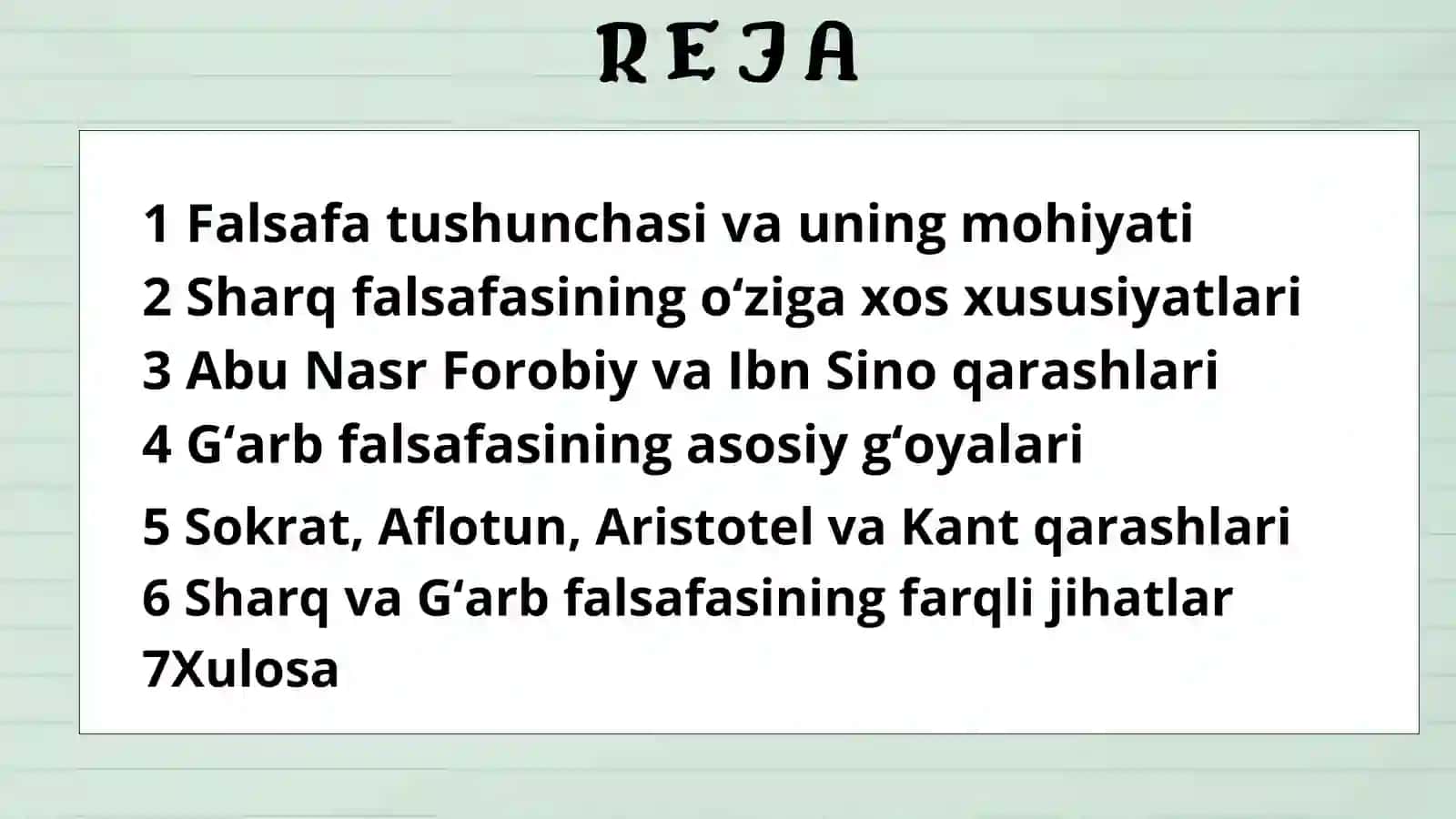 FALSAFANING MOHIYATIGA OID SHARQ VA GʻARB MUTAFFAKIRLARINI TA’RIFLARINI TASNIFLASH 2