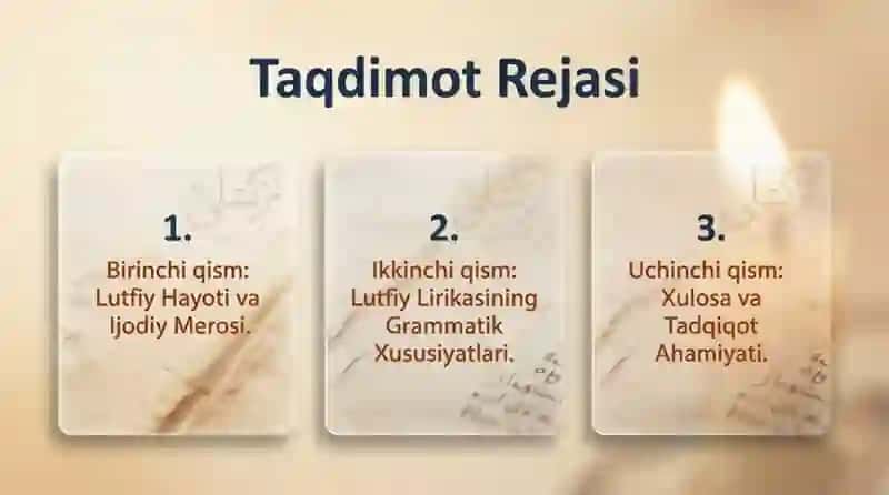 Eski o’zbek badiiy adabiyot namunalarida grammatik xususiyatlarni tahlil etish (Lutfiy lirikasi asos 2