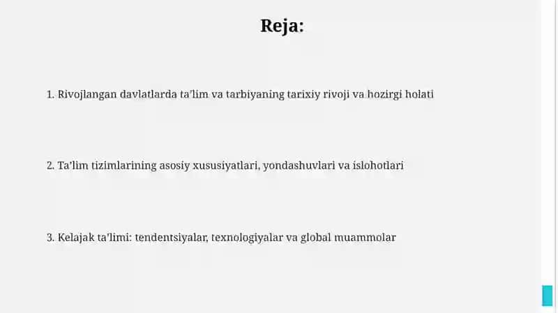Rivojlangan davlatlarda ta’lim va tarbiyaning tarixiy rivoji va hozirgi holati 2