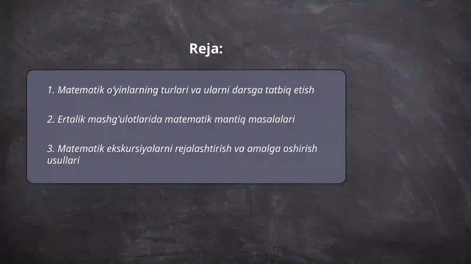 Matematikadan ekskursiyalar, ertaliklar, oʻyinlar tayyorlash va oʻtkazish metodikasi 2
