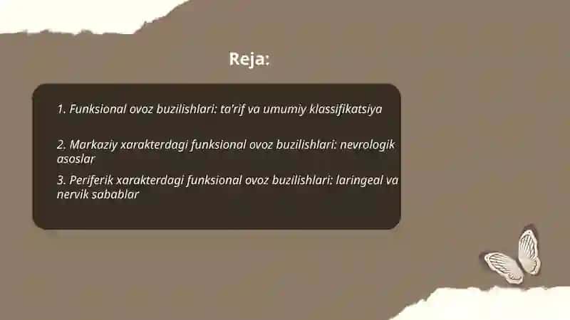 Funksional ovoz buzilishlari markaziy va periferik xarakterdagi funksional buzilishlar 2