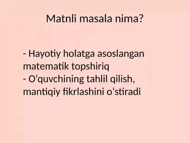 Fan: Matematika va uni o‘qitish metodikasi II 2