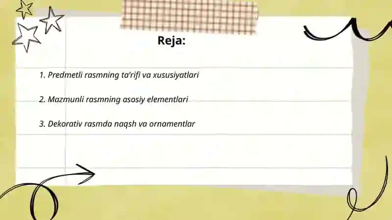 Predmetli rasm, mazmunli rasm, dekorativ rasm 2