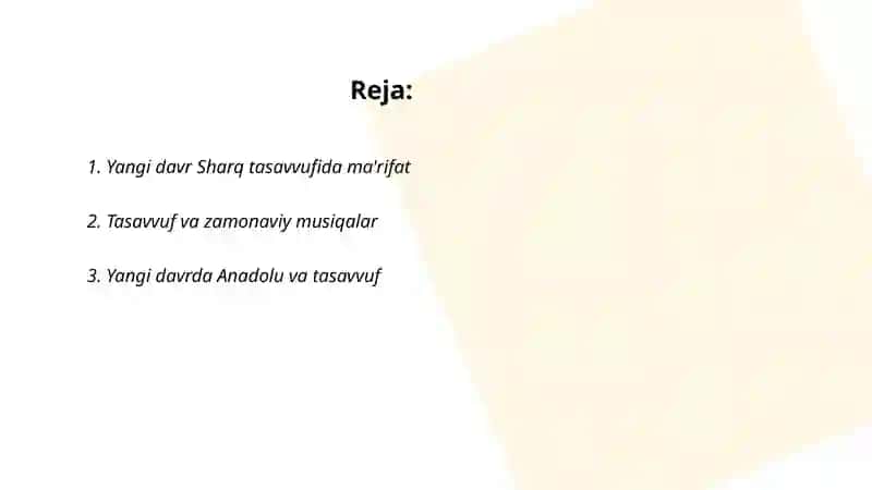 Yangi davr Sharq tasavvufi 2