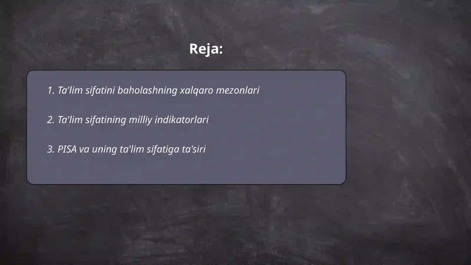 Ta'lim sifatini statistics baholash xalqaro va milliy korsatikichlar orqasidagi o'ziga bogliklik 2