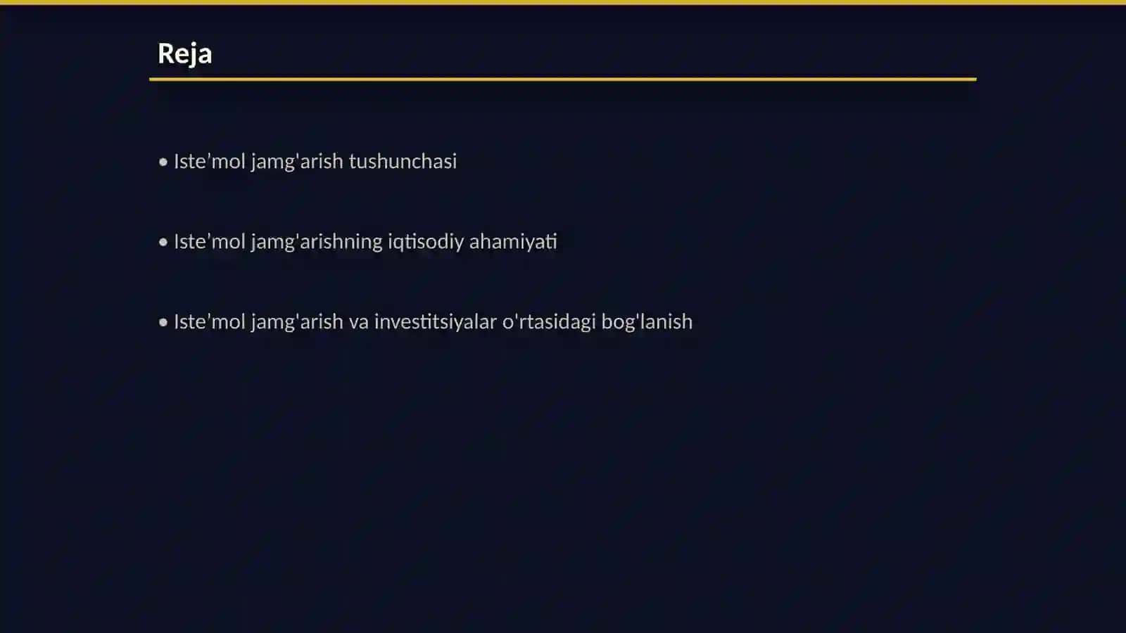 Iste’mol jamg'arish va investitsiyalar 2