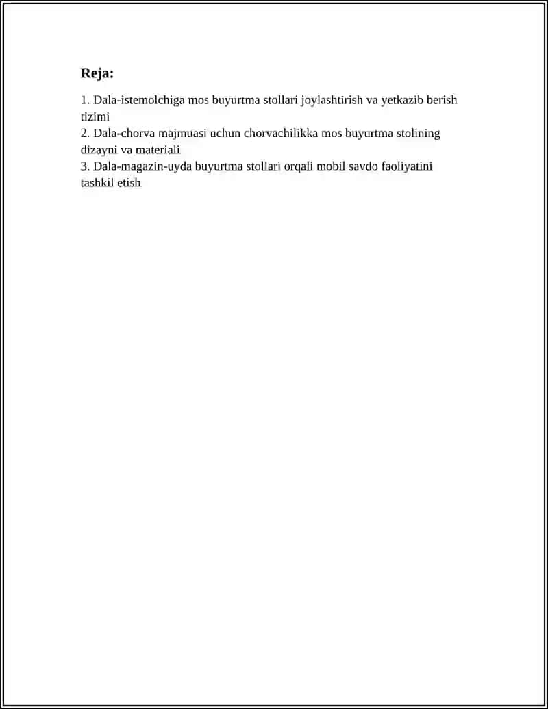 BUYURTMA STOLLARI ISHINI TASHKIL ETISH IMKONIYATLARI 2