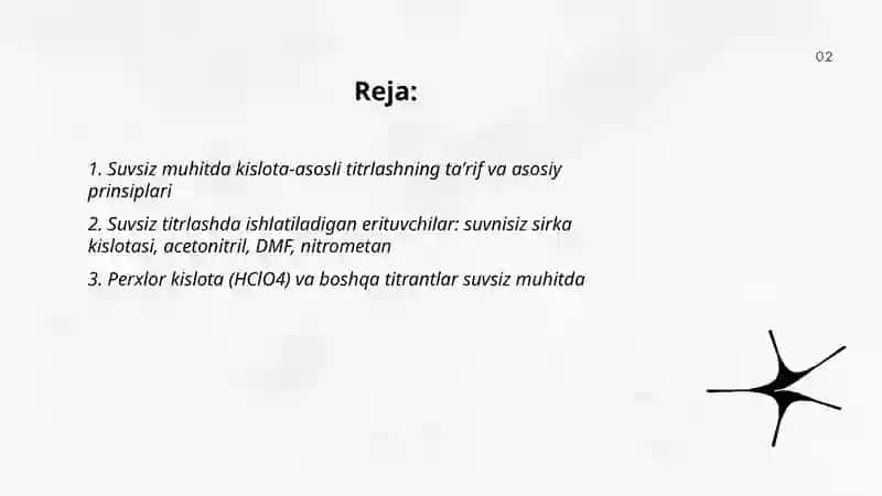 Suvsiz muhitda kislota-asosli titrlash 2