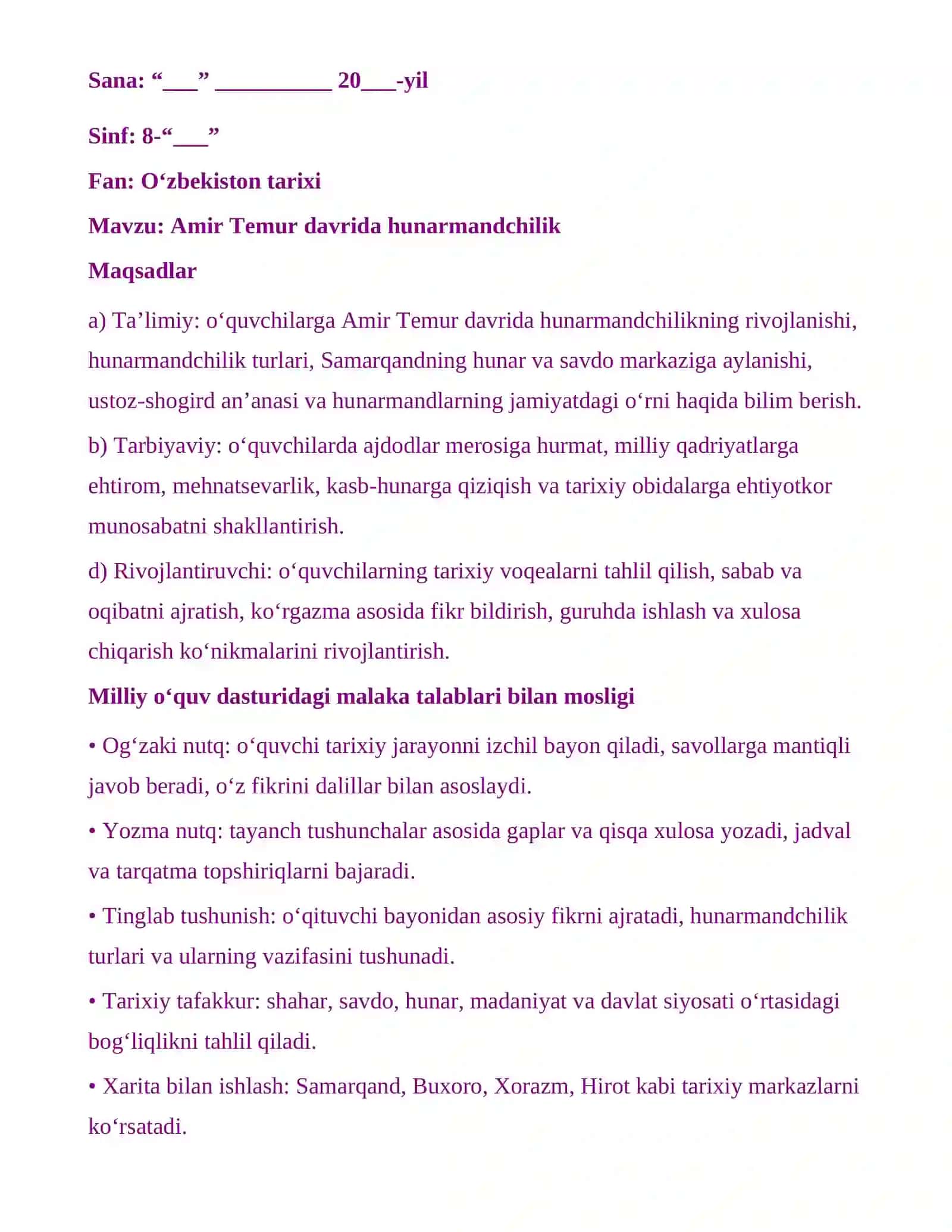 Amir Temur davrida hunarmandchilik 2
