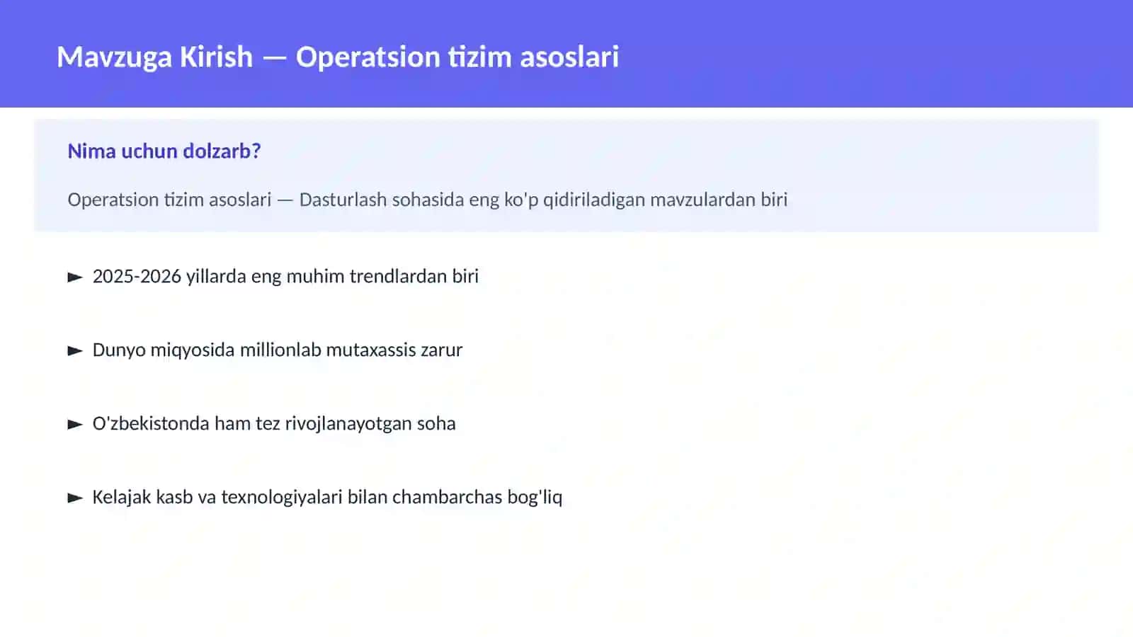 Operatsion tizim asoslari 2